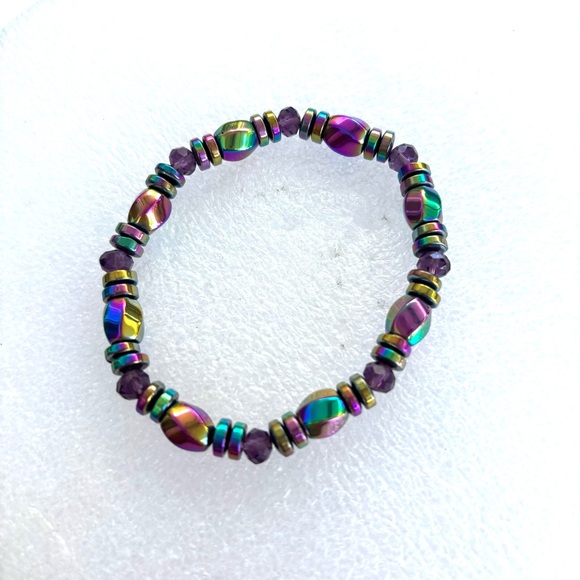 Multicolor iridescent Stone Beaded Bracelet NWT - Picture 2 of 6